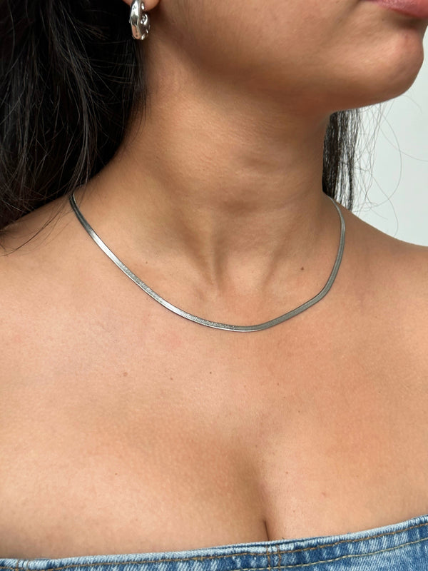 Silver Herringbone Necklace